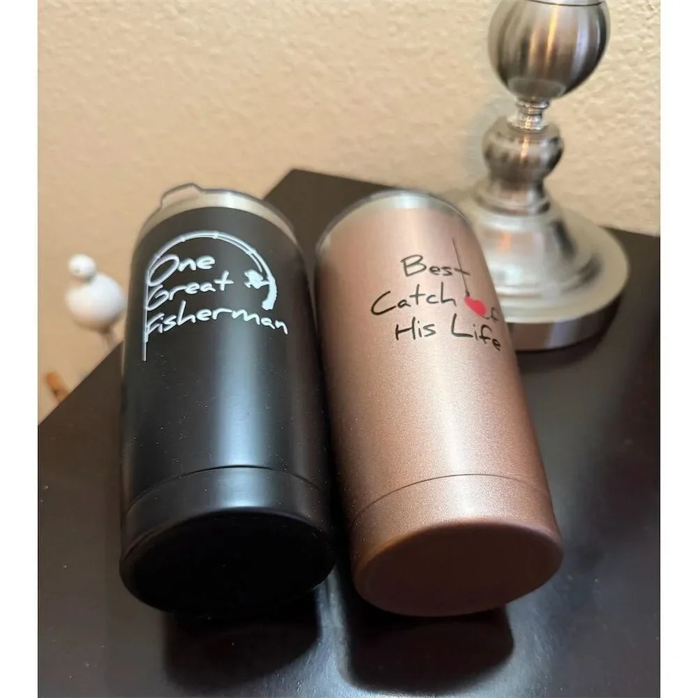 Couple's Tumbler Set "One Great Fisherman" & "Best Catch of His Life" - Picture 3 of 3
